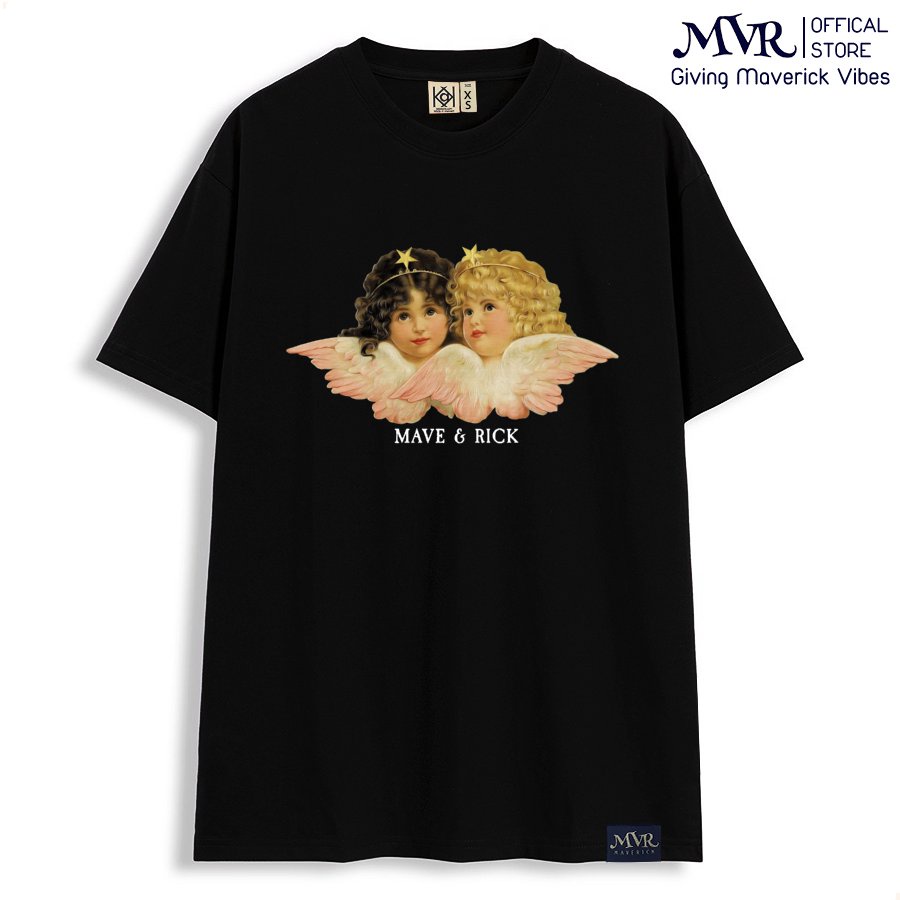 Áo Thun Tay Lỡ Cupid Couple Angel Áo thun Thiên Thần Có Đôi cotton MVR 112019018 Đen