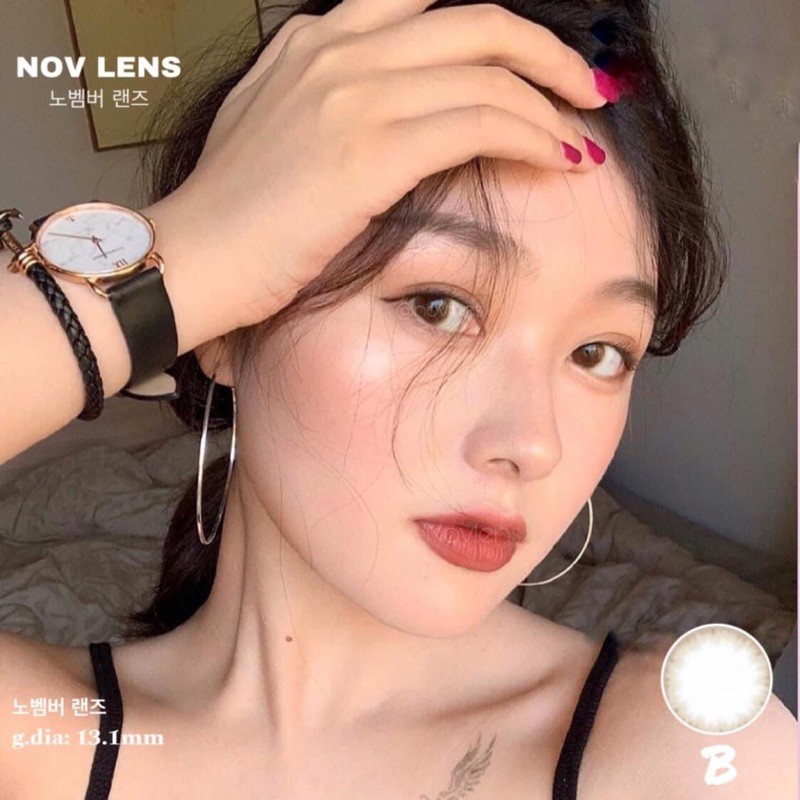 Kính áp tròng màu nâu cam trong B Colline Brown Hàn Quốc