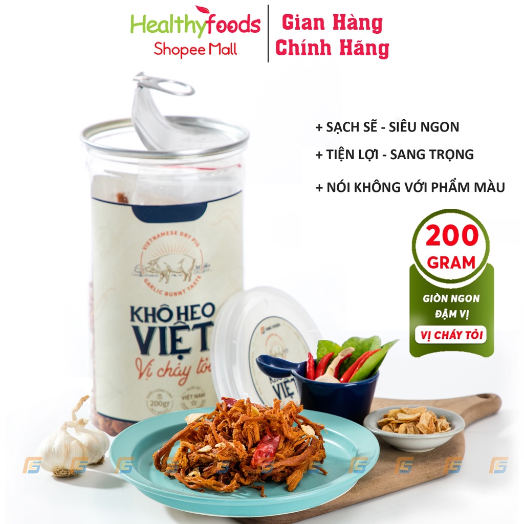 Khô heo cháy tỏi cao cấp T9 hộp 200g, giòn ngon đậm vị món ăn vặt ngon nhức nách