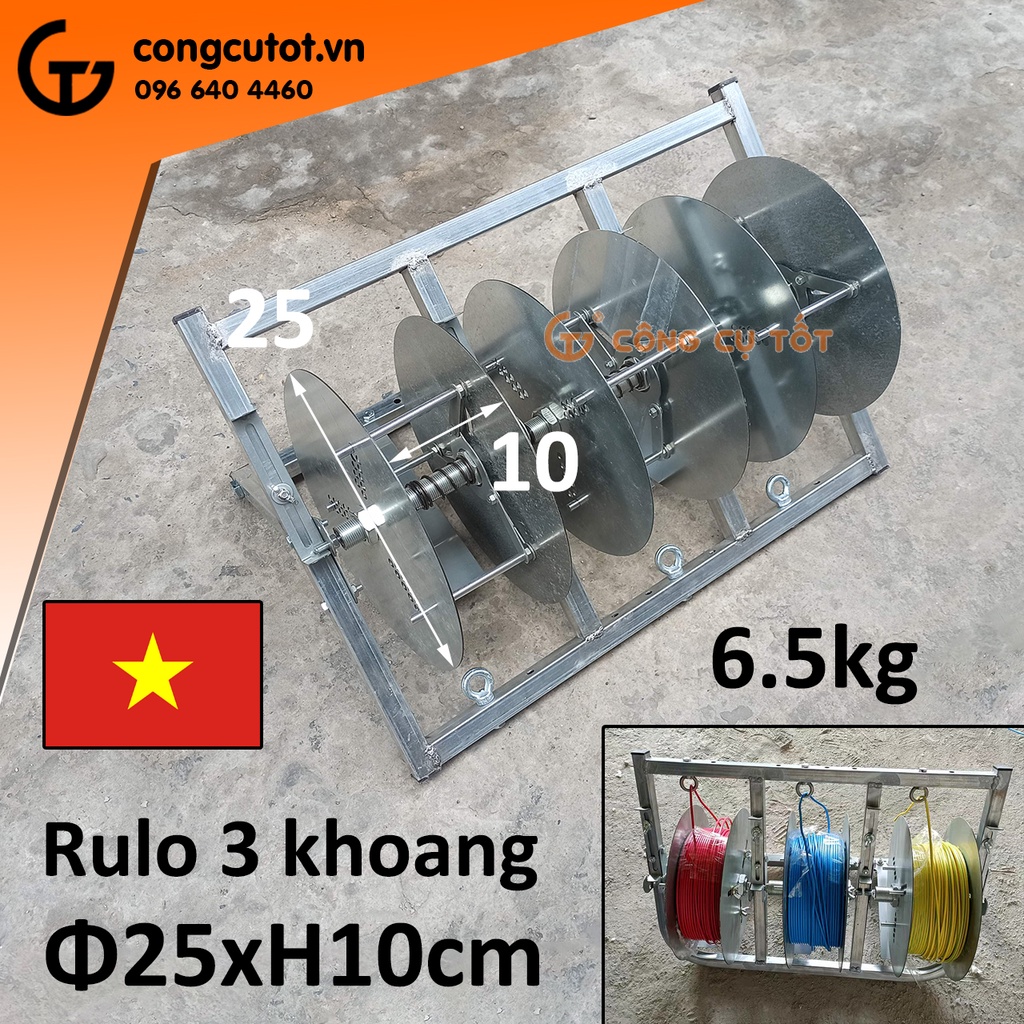 Rulo tuôn dây điện 3 khoang Ø25xH10cm GT5409 Việt Nam dày dặn nặng 6.5kg