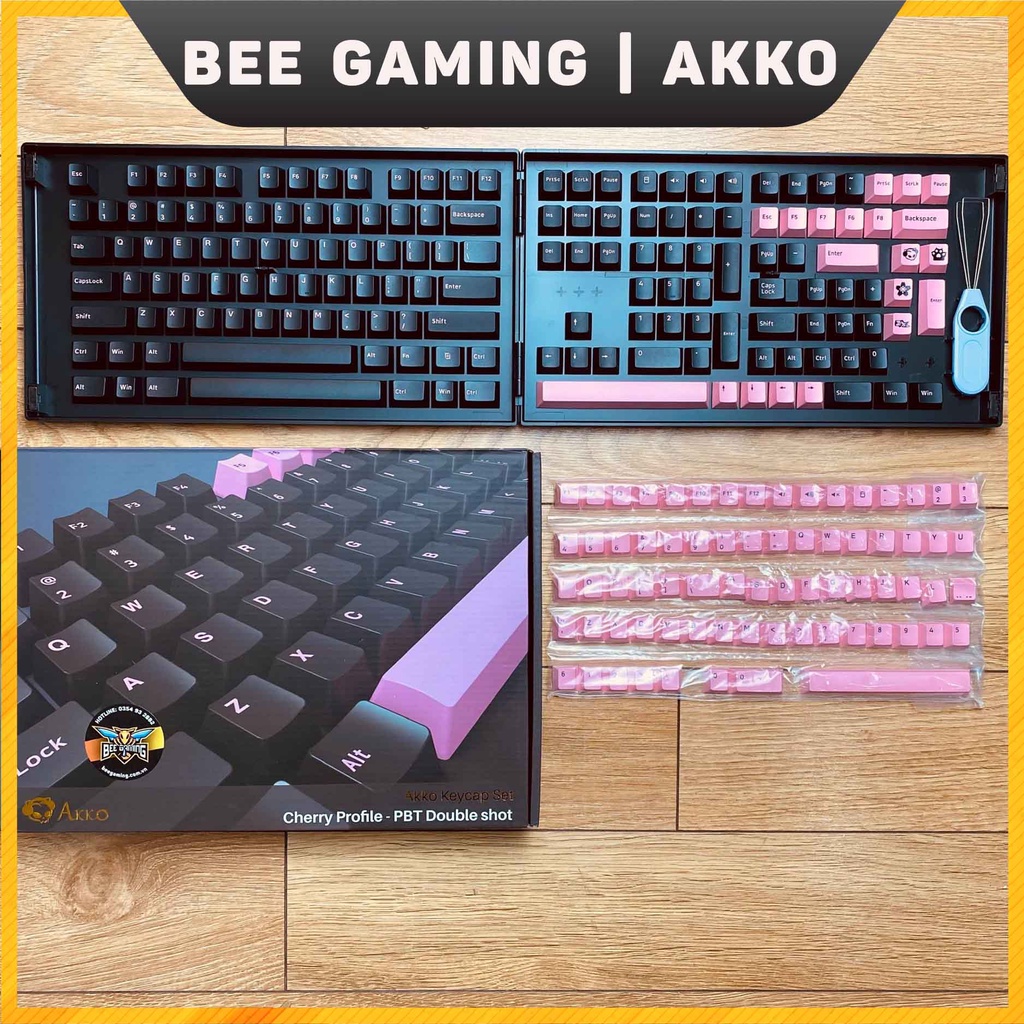 Bộ keycap AKKO Black Pink ( Chất liệu PBT Double Shot, Cherry Profile, 229 nút )