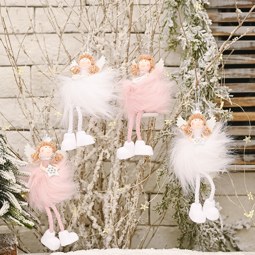 Christmas Angel Doll Toy /Pink Plush Doll/ Christmas Tree Pendant Ornaments /Xmas Kids New Year Gift Table Decoration