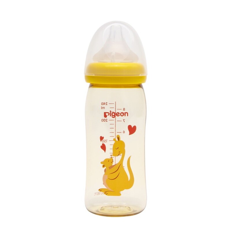 Bình sữa Pigeon cổ rộng PPSU Plus hình thú Kangaroo 160ml/240ml