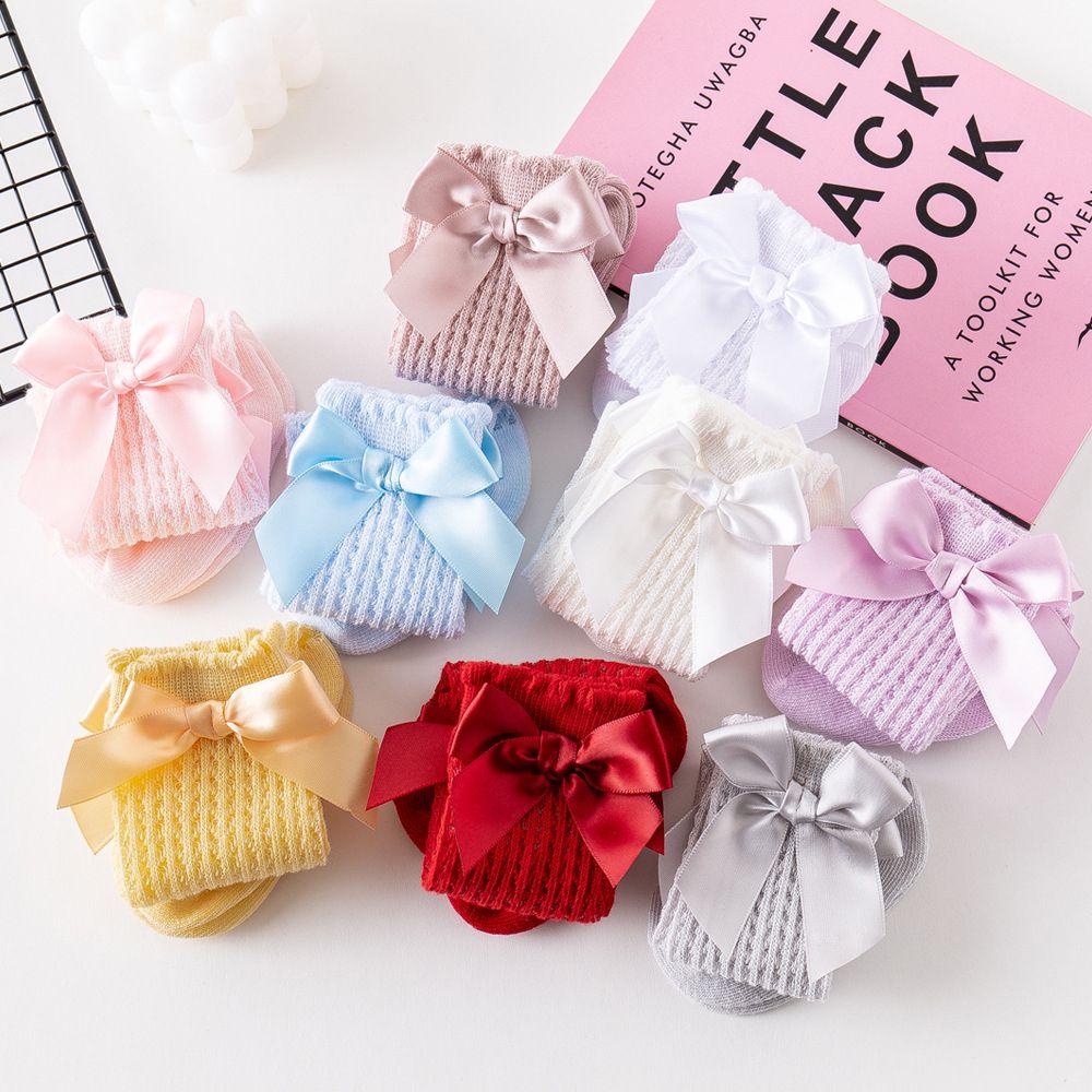 Vớ Lưới Cotton Cao Qua Gối Đính Nơ Mềm Mại Màu Trơn Chất Lượng Cao Phong Cách Hoàng Gia