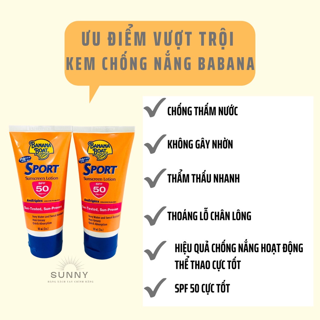 Kem chống nắng thế thao BANANA SPORT dùng cho hoạt động thể thao, vui chơi ngoài trời