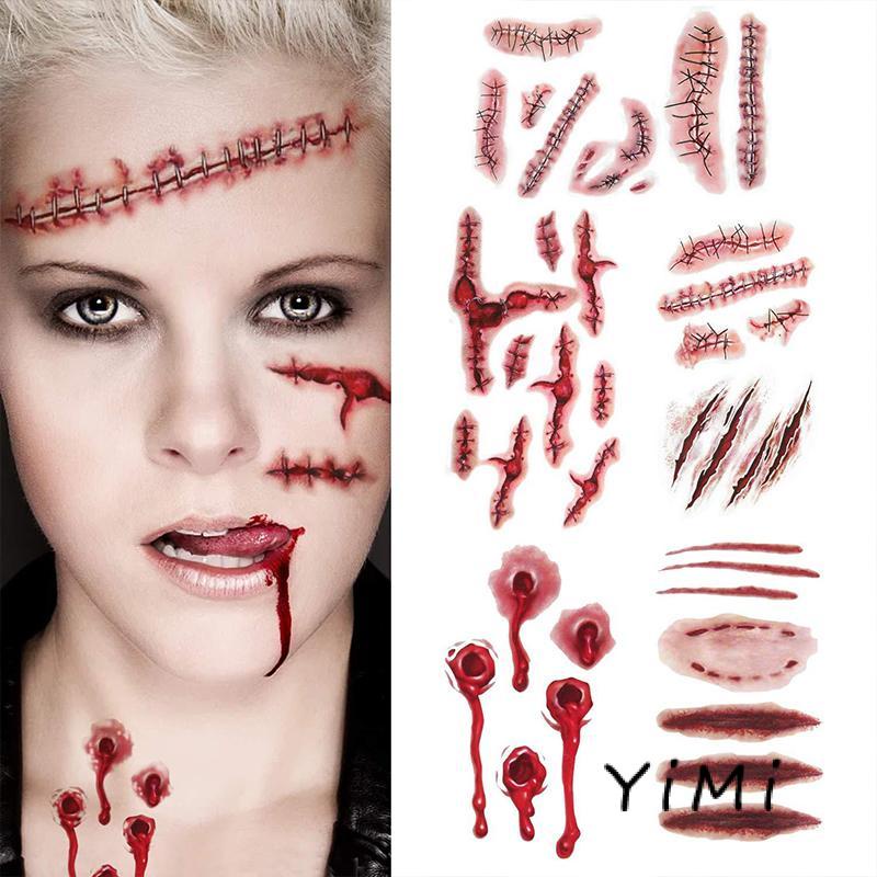 Hình xăm dán vết thương giả hóa trang halloween thiết kế sáng tạo