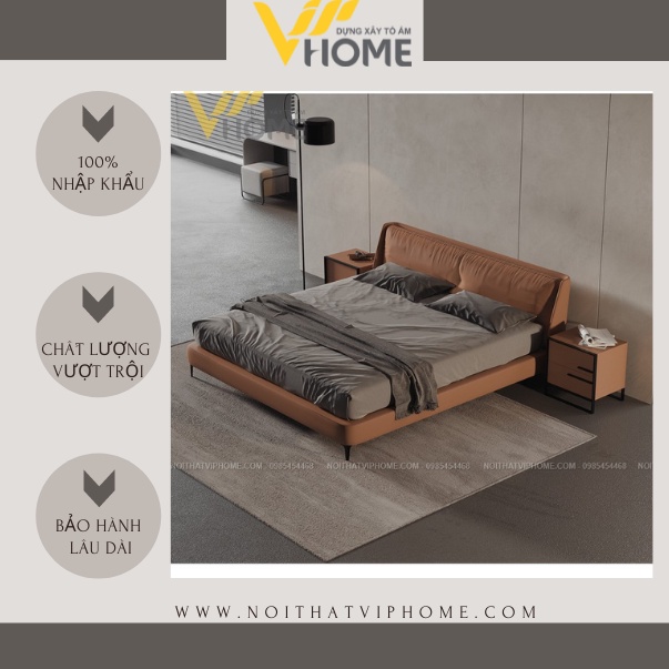 Giường ngủ bọc da nhập khẩu phong cách tân cổ điển đẹp GBD-20150
