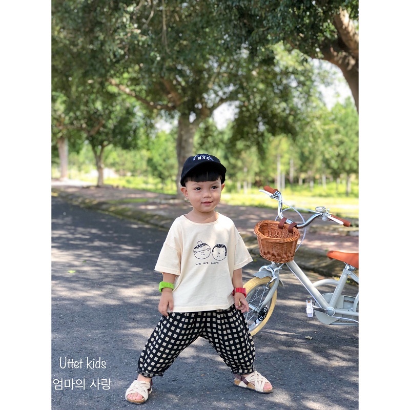 QUẦN VẢI CARO HÀN 2230 DÀNH CHO BÉ GÁI VÀ BÉ TRAI SIZE 80 ĐẾN 120