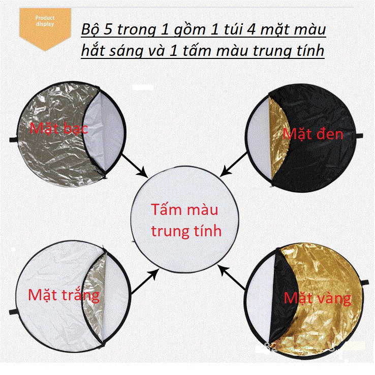 Tấm hắt sáng tròn 5 trong 1 đầy đủ kích thước 5in1