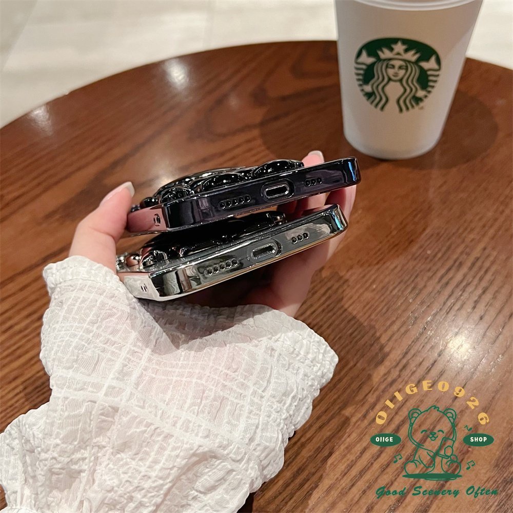Ốp Điện Thoại TPU Mạ Màu Tím Hình Phi Hành Gia Có Giá Đỡ Cho Iphone 14 / 13 / 12 / 11 Pro Max Plus