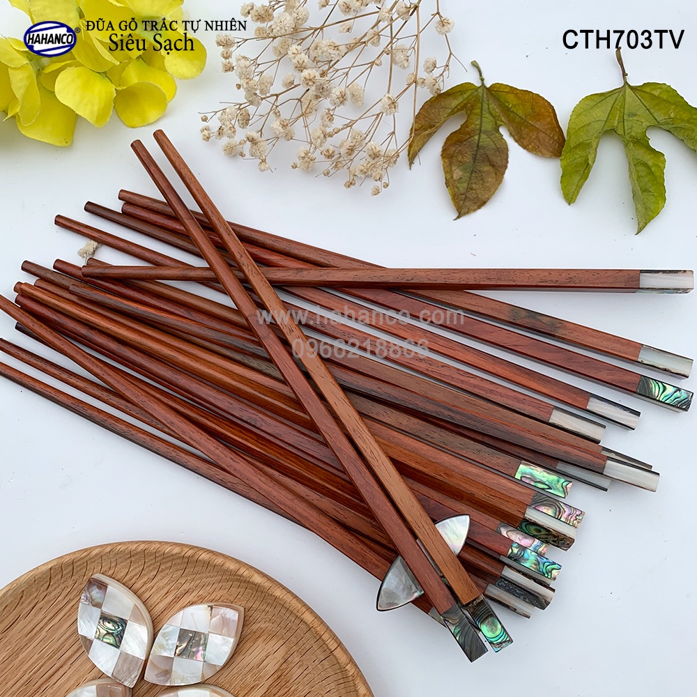 Đũa gỗ Trắc đầu ốc Bào Ngư Úc (Hộp 10 Đôi) Tặng kèm hộp đẹp làm quà biếu [CTH703TV] HAHANCO