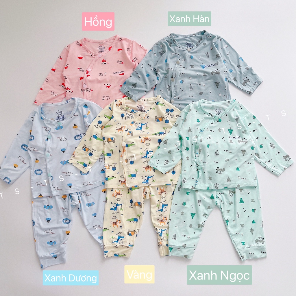 BỘ DÀI TAY SƠ SINH CHẤT PEPTIT THUN LẠNH UNCHI CÚC CHÉO CHO BÉ UC02