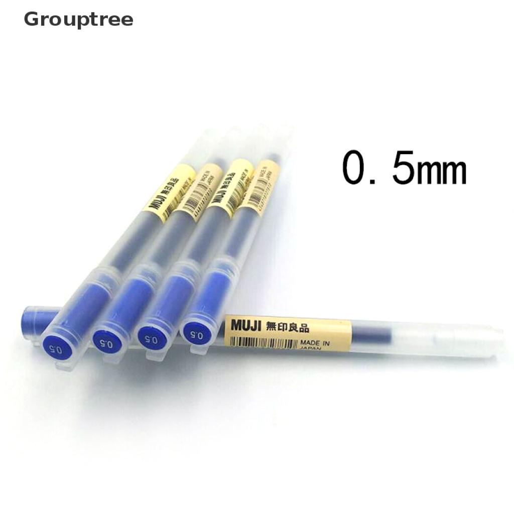 Set 5 Bút Mực Gel Không Độc Hại Ngòi 0.38mm / 0.5mm Muji Moma Nhật Bản Màu Đen / Xanh Dương