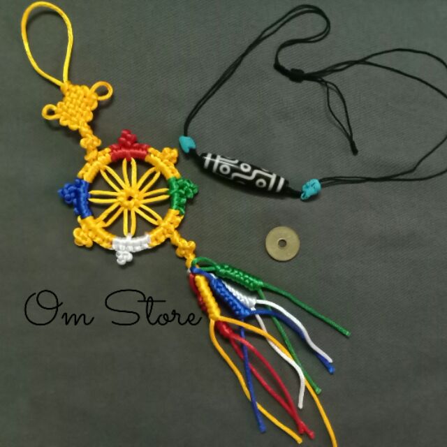 Dây treo handmade ngũ sắc bánh xe Pháp Luân Tây Tạng