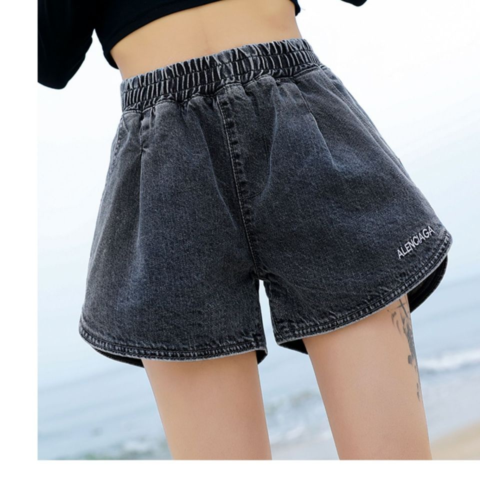 Quần Short Denim Ống Rộng Lưng Cao Co Giãn Dễ Phối Đồ Thời Trang Cho Nữ