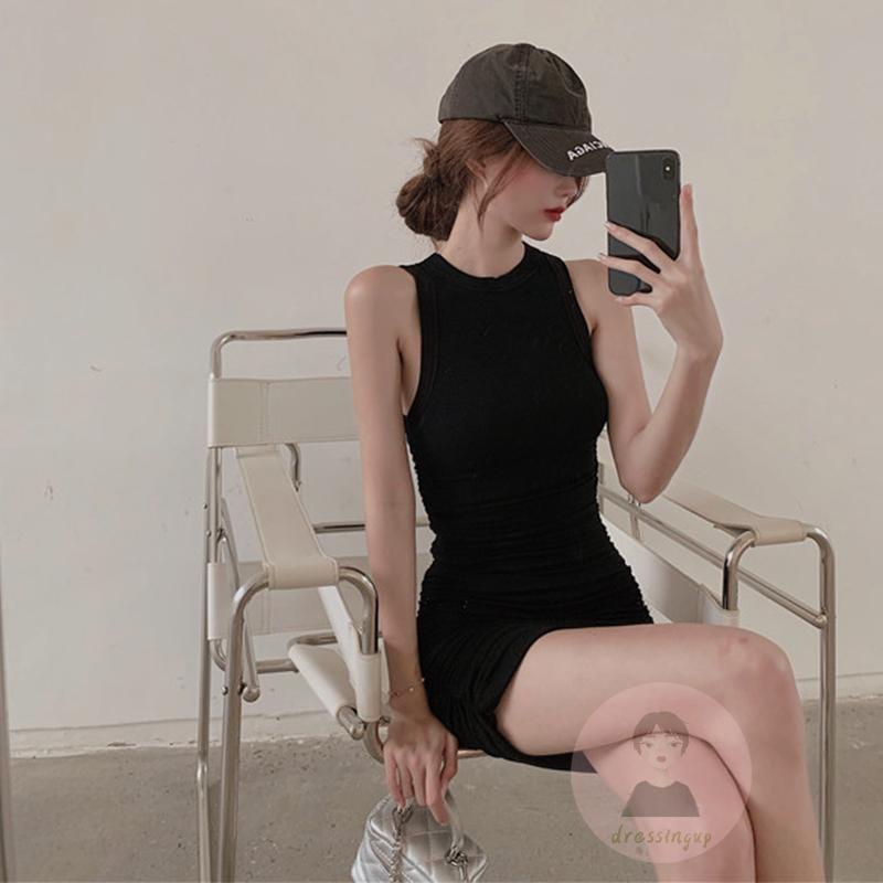 Đầm không tay dáng ôm Cổ Tròn Màu Sắc Thanh Lịch