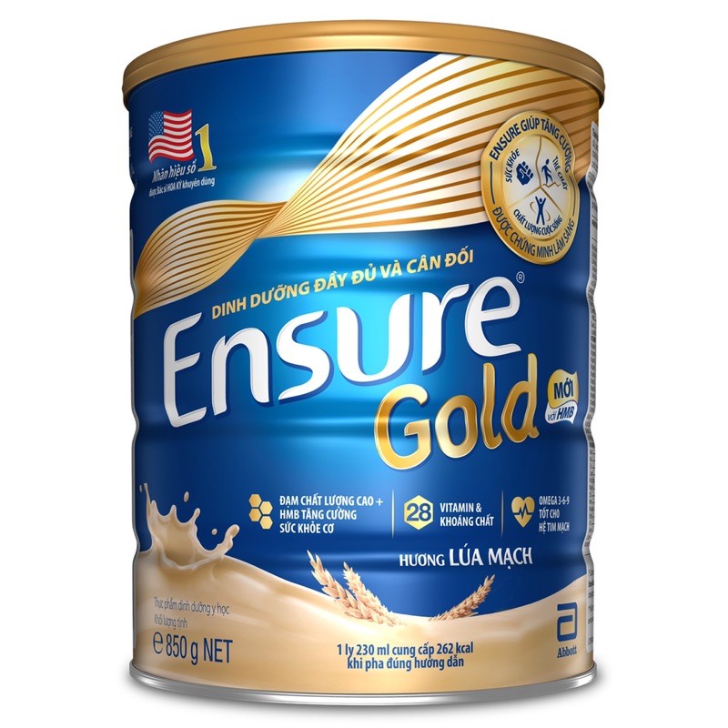 Sữa bột Ensure Gold 850g hương lúa mạch