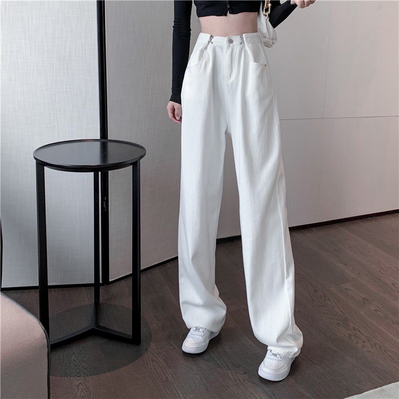 Quần Cạp Cao  [Tiệm Vải Xinh]  Quần Chỉnh Eo Jean - Hàng Quảng Châu - [Tiệm Vải Xinh] QJ003