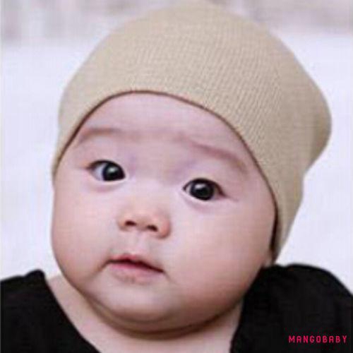 Mũ len trùm đầu 2 lớp màu trơn cho bé sơ sinh
