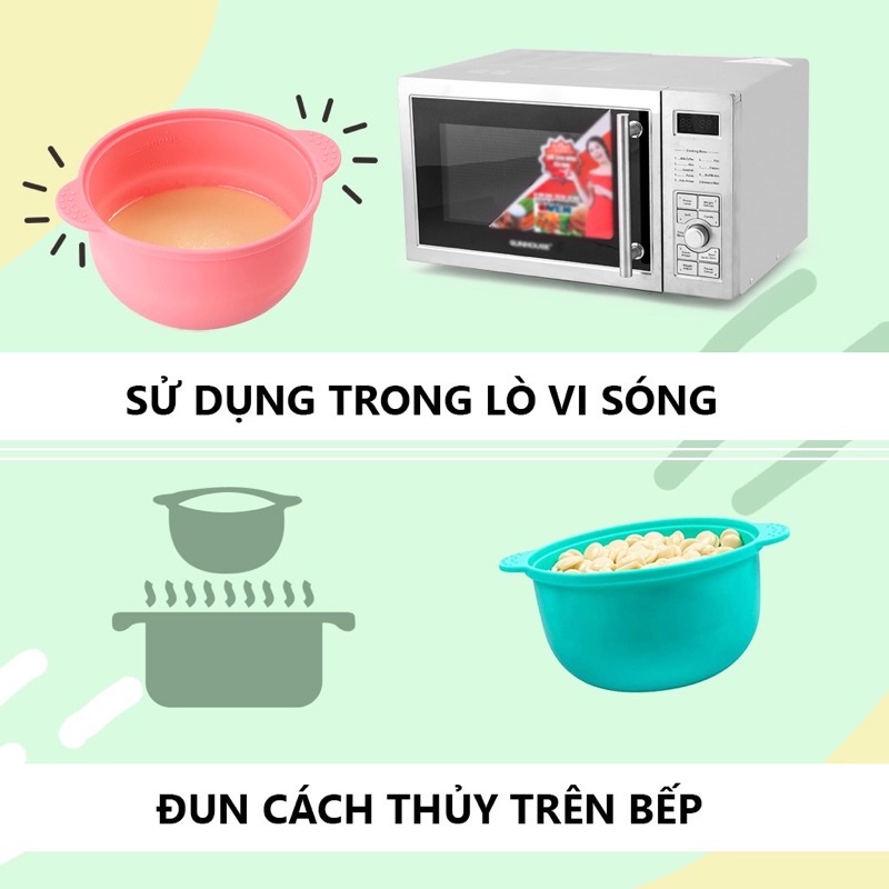 Chén Bát SILICON NẤU SÁP WAX CHỐNG DÍNH SIÊU CHỊU NHIỆT THAY THẾ LÒNG NỒI KHÔNG CHỐNG DÍNH