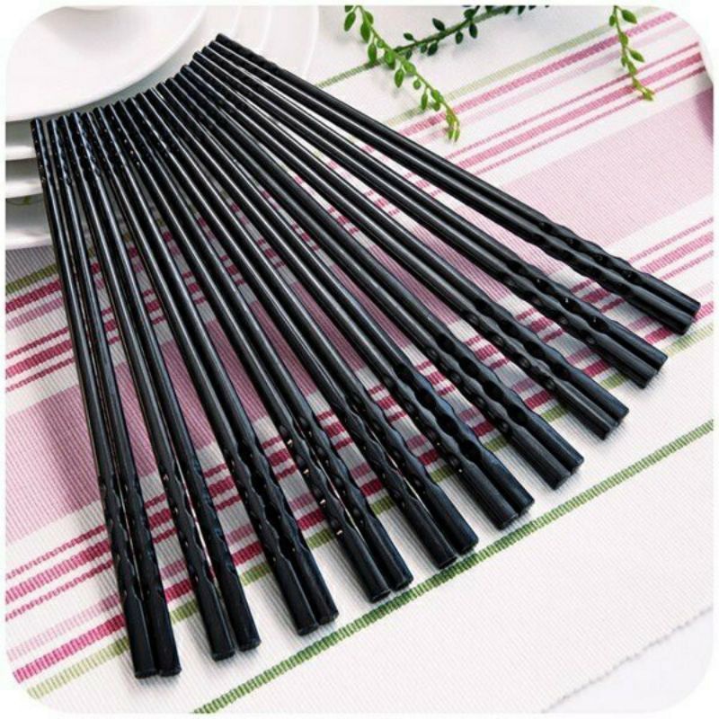 Bộ 10 đôi Đũa nhựa phíp đen chất lượng cao đũa melamine kháng khuẩn