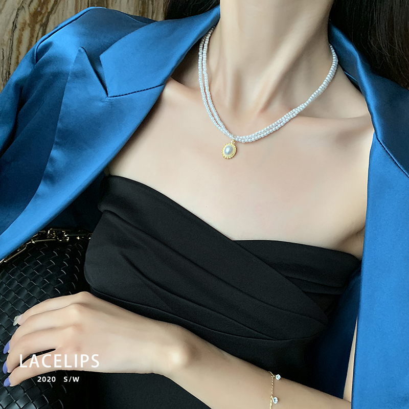 Vòng cổ thời trang cá tính có mặt bằng ngọc trai nhân tạo