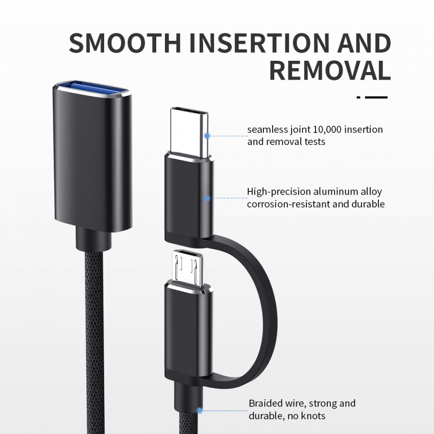 Cáp Chuyển Đổi 2 Trong 1 USB 3.0 Type C Micro USB Sang USB 3.0 Cho MacBook U Disk