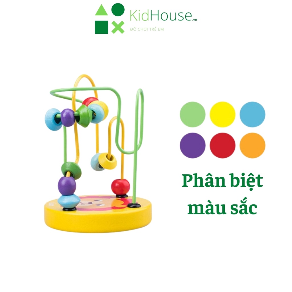 Đồ chơi gỗ montessori, bộ luồn hạt rèn luyện kỹ năng khéo léo, phát triển tư duy cho bé KidHouse.vn