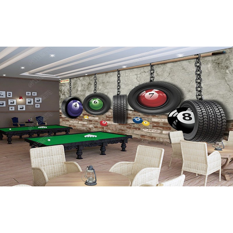 Tranh lụa 3d trang trí quán Bi-a Kích Thước 1,5m x 2m Bi-a 6