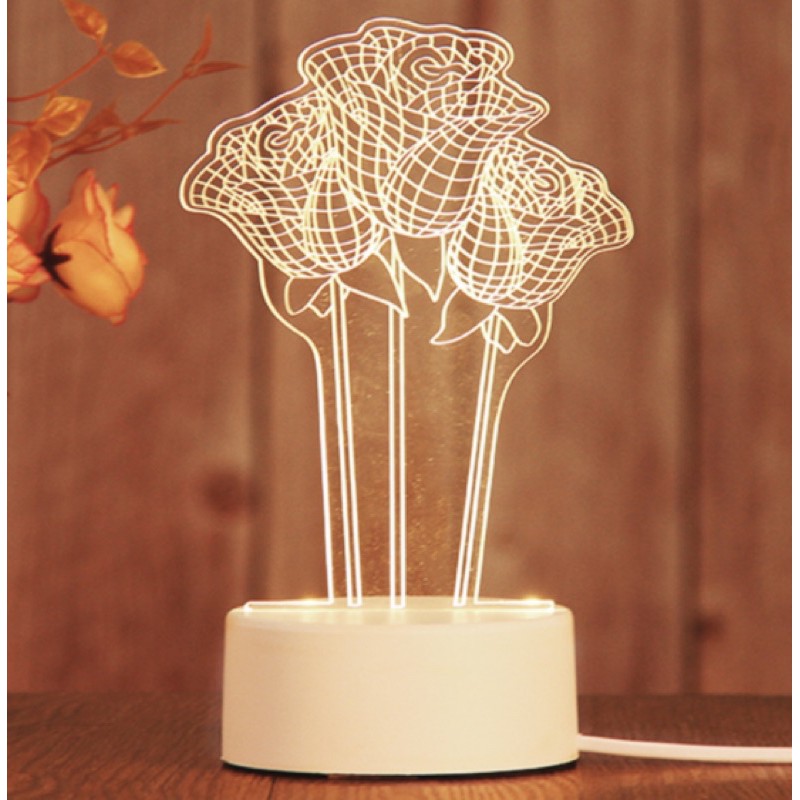 Đèn Ngủ 3D trang trí ánh sáng 3 màu trang trí phòng ngủ , làm quà tặng