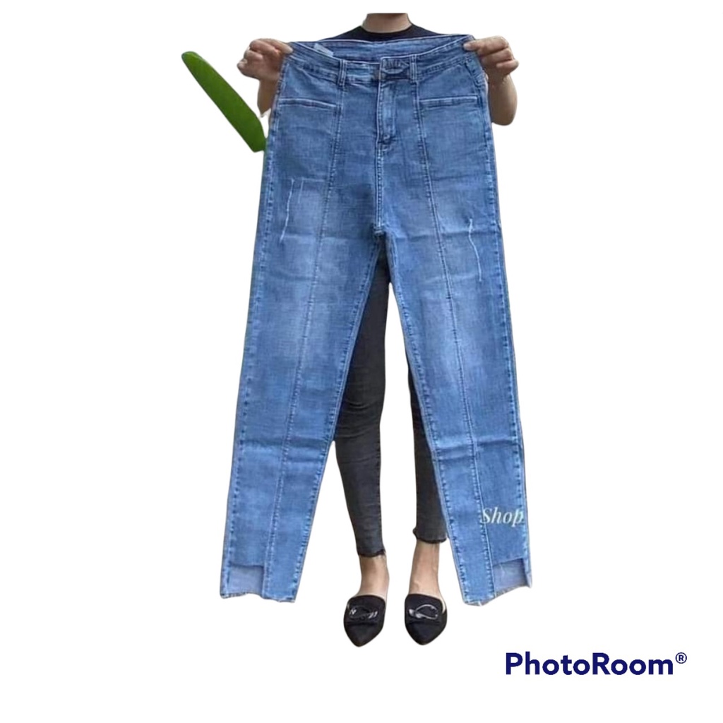 NEW [Size 30-36] Quần Dài Jeans Nữ Bigsize, Đen - Xám - Xanh Lai U, Lưng Cao Trên Rốn, Co Giãn Mạnh