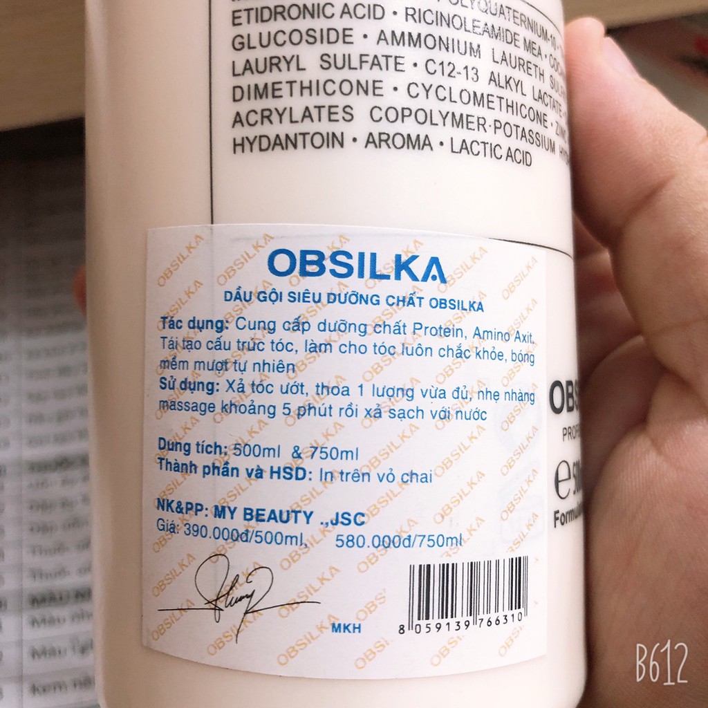 Bộ gội xả siêu dưỡng chất OBSILKA 500ml ( hàng chính hãng )
