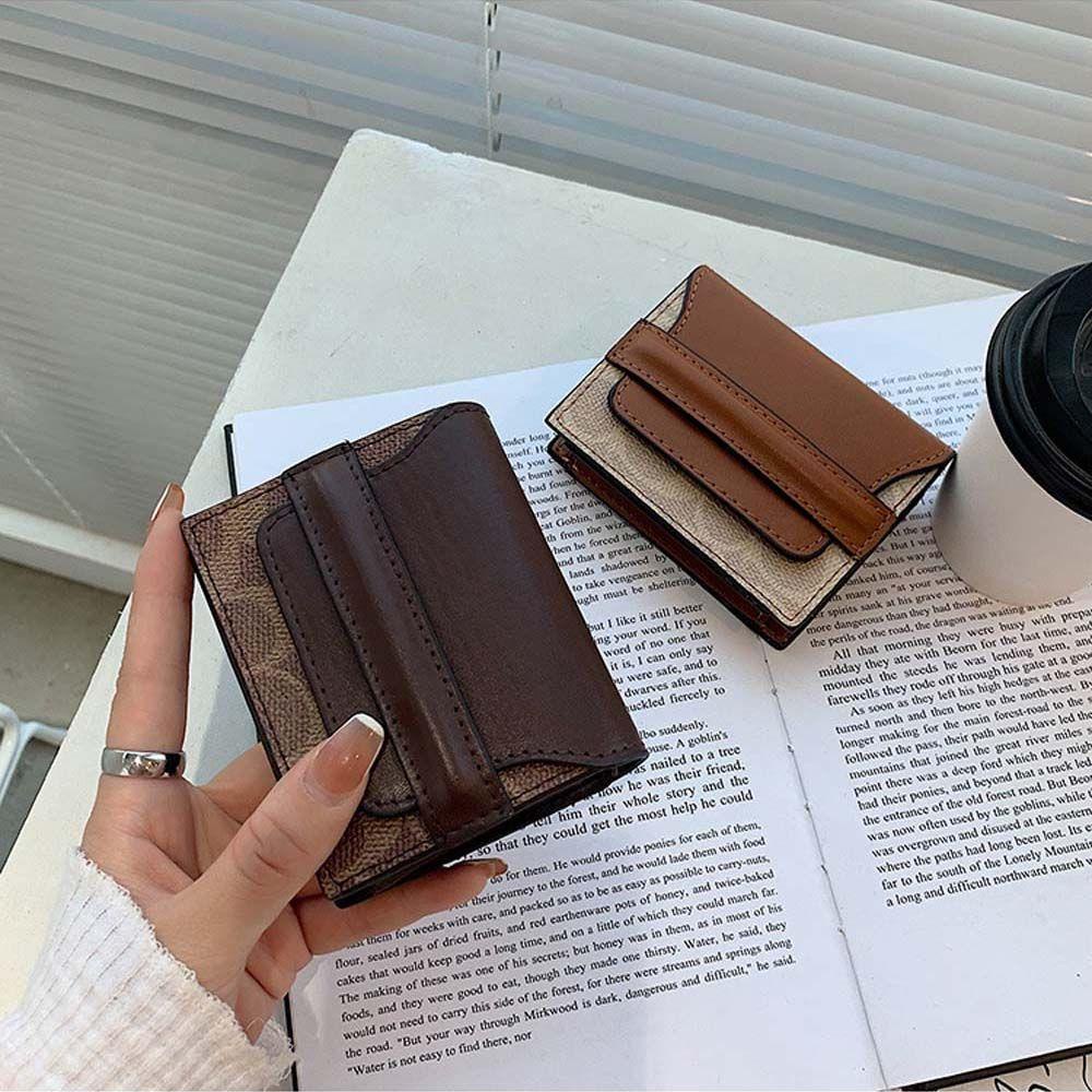 Ví Ngắn Dạng Gập Đựng Thẻ Phong Cách Retro Thời Trang Cho Nữ Giá Đỡ