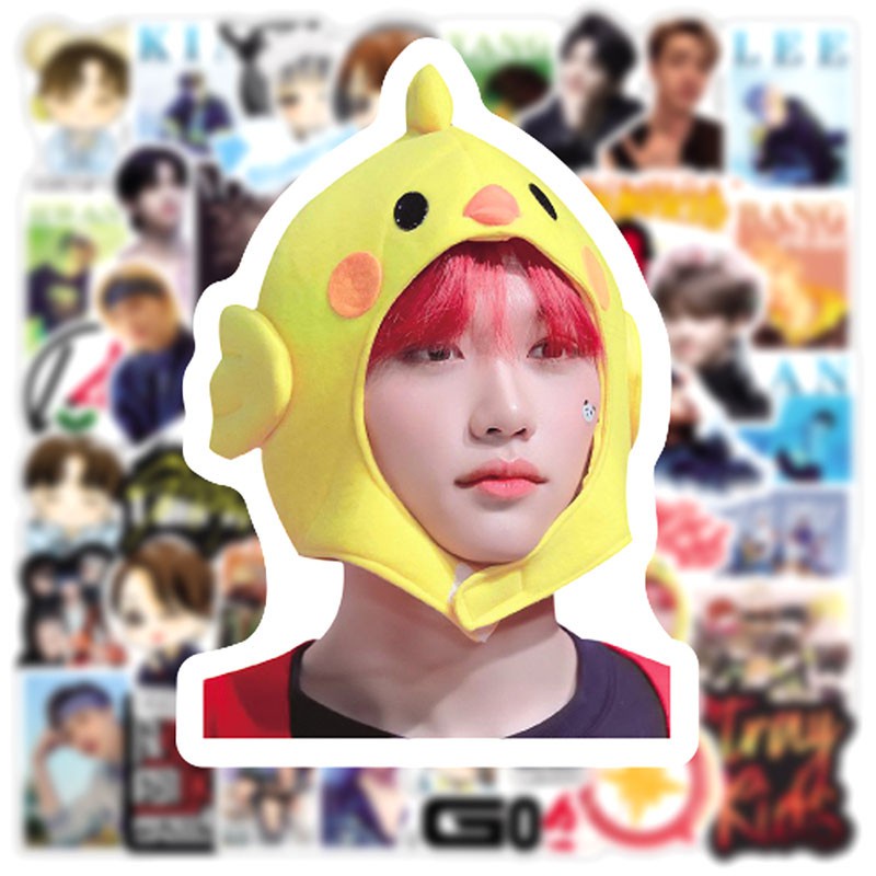 Set 100 / 50 / 25 / 10 Miếng Dán Trang Trí Tủ Lạnh / Nón Bảo Hiểm In Chữ Stray Kids