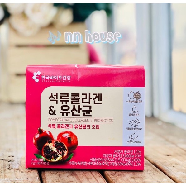 Bột Collagen Uống Lựu Đỏ Bio Cell Hàn Quốc Thần Dược Đẹp Da Giảm Cân Thải Độc Tố Mờ Nám hộp 30 gói