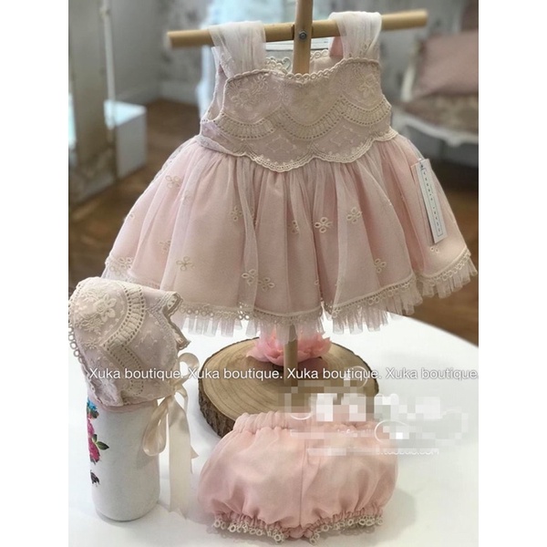 Váy Công Chúa Style Tây Ban Nha Cao Cấp Mẫu Mới 2022 Váy Lolita Ren Lưới Mùa Hè Cho Bé Gái (Kèm Mũ + Quần Trong)