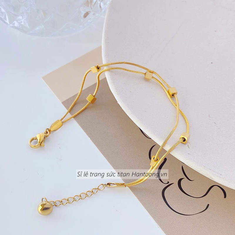 Lắc tay titan không gỉ thiết kế 2 lớp thời trang phong cách hàn quốc mẫu mới