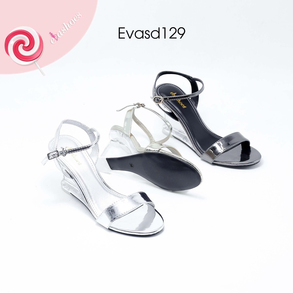 [Mã BMBAU50 giảm 50K đơn 150K] Sandal Đế Xuồng Quai Ngang Da Tổng Hợp 8cm Evashoes - EvaSD129