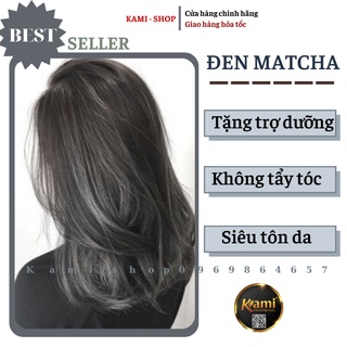 Thuốc nhuộm tóc đen ánh matcha không tẩy, tặng trợ nhuộm và phục hồi