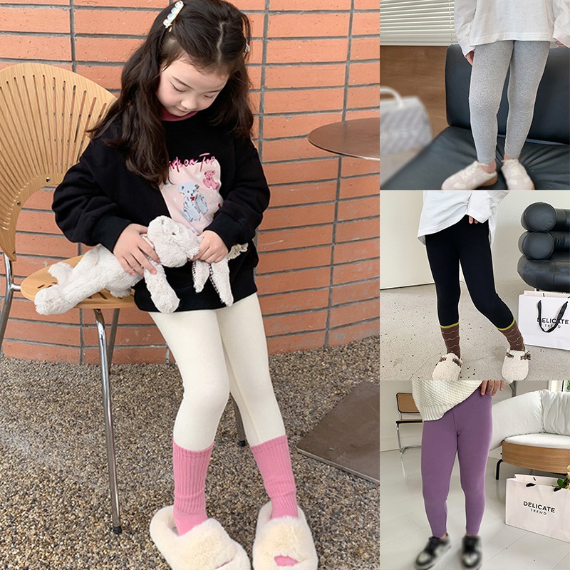 Quần Legging Cotton Len Lưng Thun Cao Dáng Ôm Xinh Xắn Cho Bé Gái