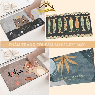 Thảm lau chân chống trượt 40x60cm, thảm chùi chân cửa nhà tắm phòng khách thấm hút nước Họa tiết mèo con siêu xinh