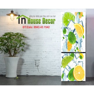 Dán tủ lạnh 🎁freeship🎁 tranh dán tủ lạnh chất liệu decal bóc dán phù hợp mọi loại tủ - cam chanh