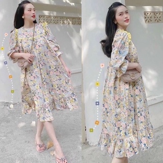 Đầm babydoll hoa viền bèo