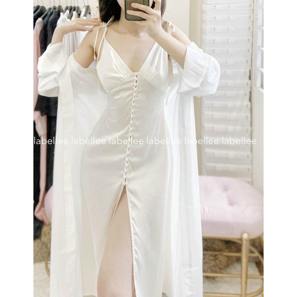 Váy lụa Pearl Dress phối ngọc trai thiết kế cao cấp LABELLEE - VL2D07