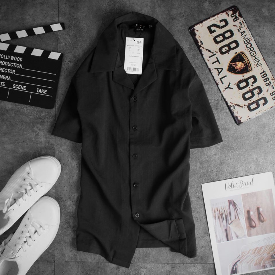 Áo Sơ Mi Nam Cổ Vest Màu Trơn