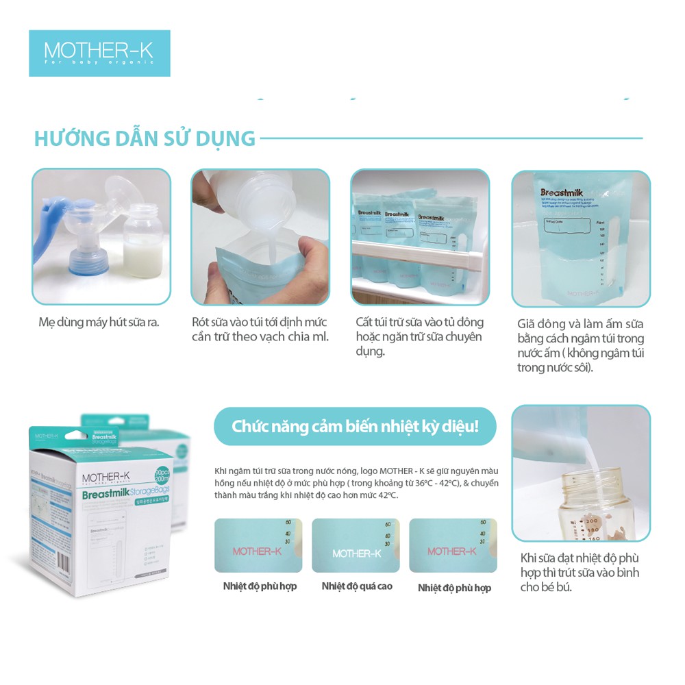 Túi trữ sữa cảm biến nhiệt Mother-K Hàn Quốc  - KM13002