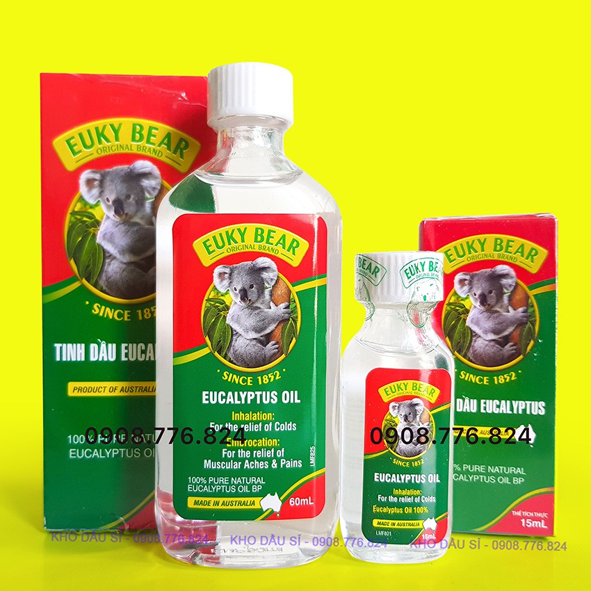 Dầu khuynh diệp trẻ em Euky Bear nguyên chất, Nhập khẩu tại Úc, 15 ml & 60 ml