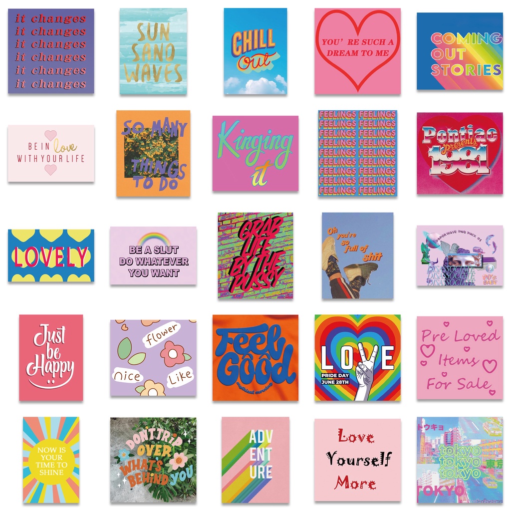 Set 50 miếng dán trang trí nhiều mẫu xinh xắn chống thấm nước