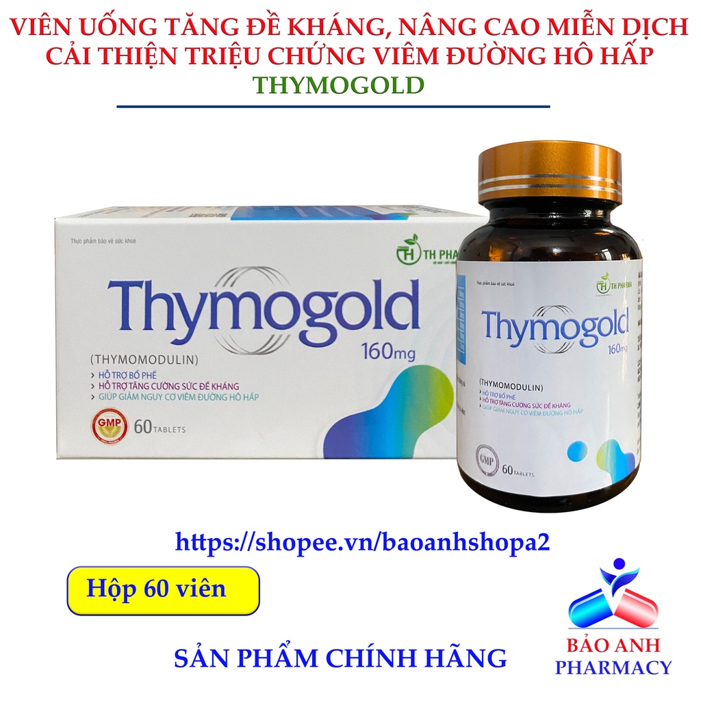 Viên uống Tăng đề kháng, năng cao hệ miễn dịch, dự phòng viêm đường hô hấp chứa Thymomodulin Thymogold – Hộp 60 viên