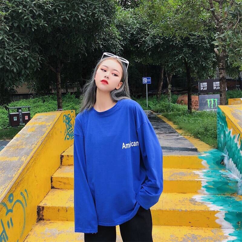 áo thun form rộng dài tay in chữ đơn giản cá  tính B16